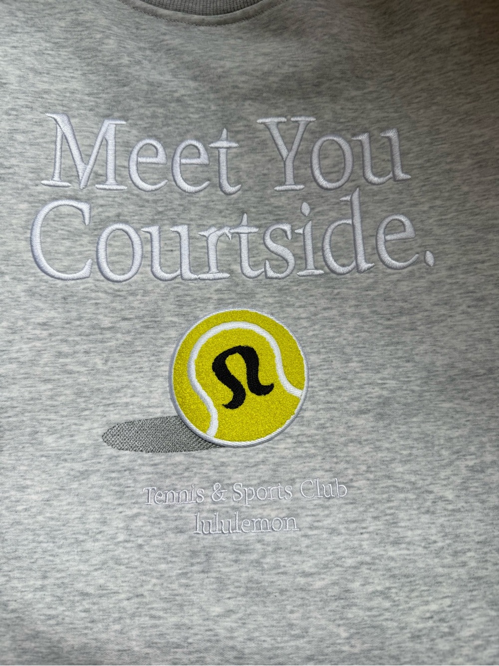 Light Gray Crewneck Sweatshirt with 'Meet You Courtside' Embroidery